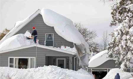 Heating cables are used to melt snow and ice on roofs in winter